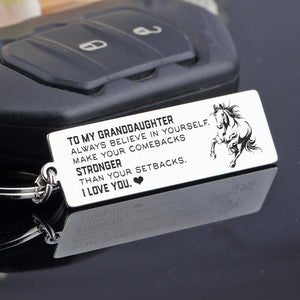 Engraved Keychain - To My Granddaughter - Make Your Comebacks Stronger Than Your Setbacks - Gkc23005
