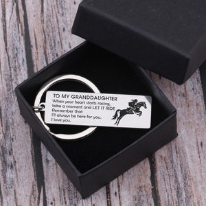 Engraved Horse Keychain - To My Granddaughter - When Your Heart Starts Racing - Gkc23004