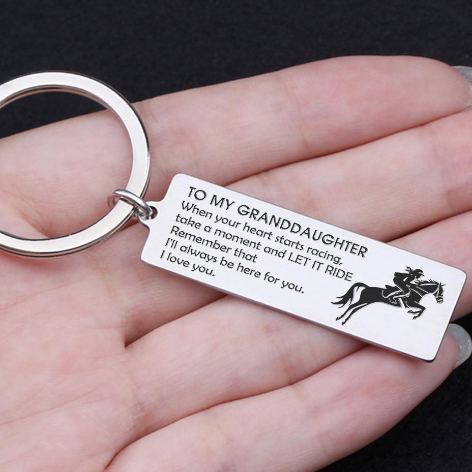Engraved Keychain - To My Granddaughter - When Your Heart Starts Racing - Gkc23004