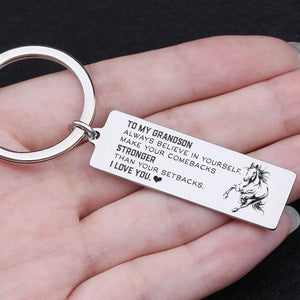 Engraved Keychain - To My Grandson - Make Your Comebacks Stronger Than Your Setbacks - Gkc22005
