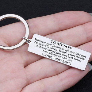 Engraved Keychain - To My Son Enjoy The Ride - Love, Mom - Gkc16004