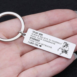 Engraved Keychain - To My Son - Make Your Comebacks Stronger Than Your Setbacks - Gkc16009