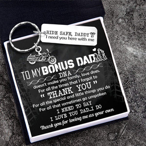 Engraved Motorcycle Keychain - Biker - To My Bonus Dad - From Son - I Love You Dad...i Do - Gkbe18007