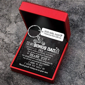 Engraved Motorcycle Keychain - Biker - To My Bonus Dad - From Son - I Love You Dad...i Do - Gkbe18007