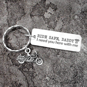 Engraved Motorcycle Keychain - Biker - To My Bonus Dad - From Son - I Love You Dad...i Do - Gkbe18007