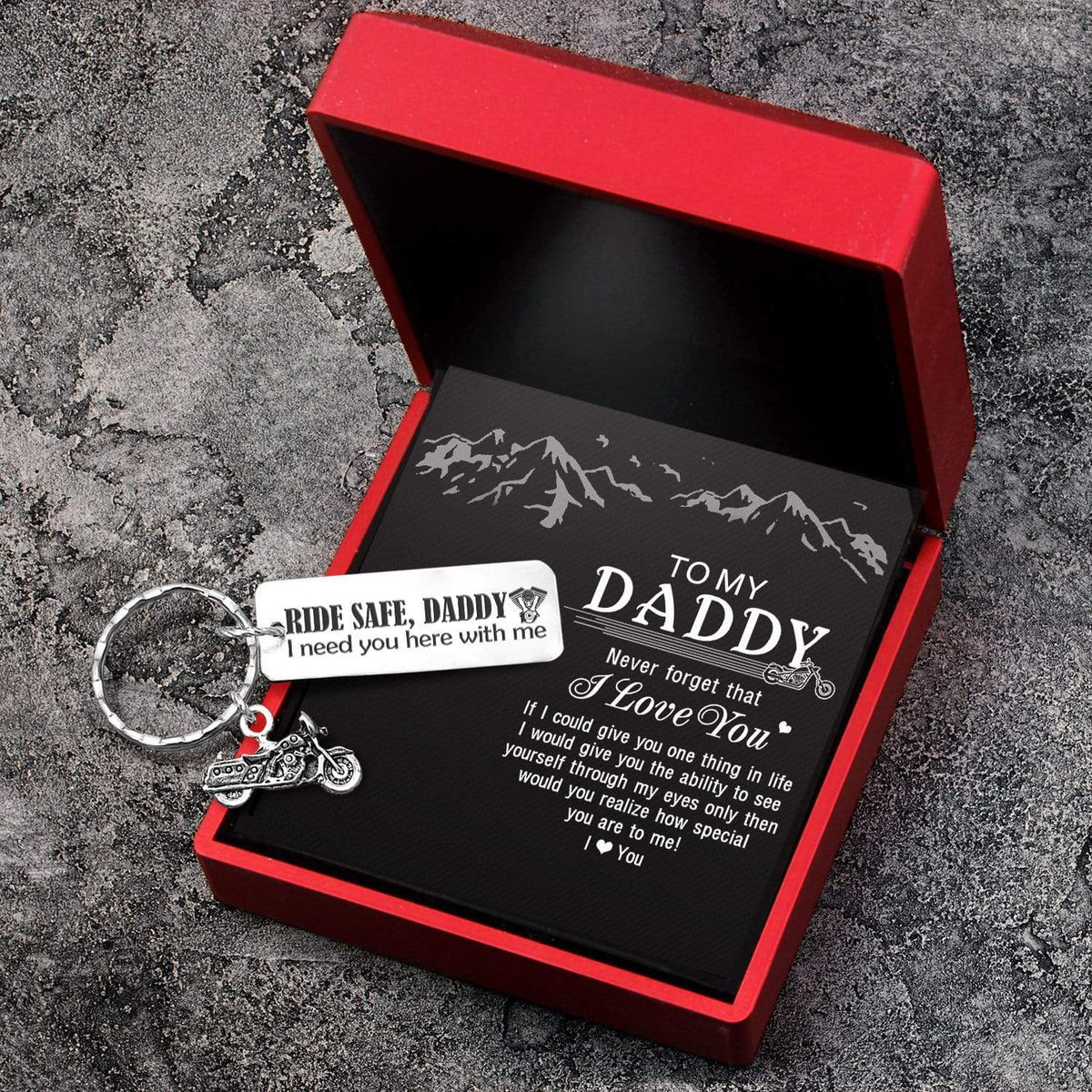 Engraved Motorcycle Keychain - Biker - To My Daddy - I Love You - Gkbe18005