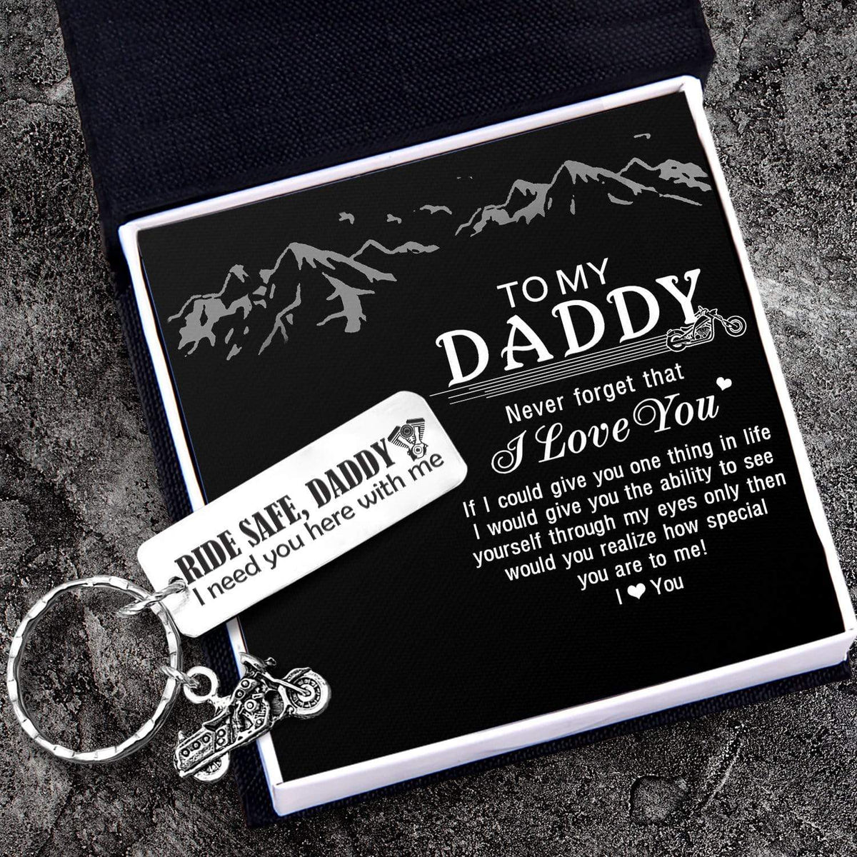 Engraved Motorcycle Keychain - Biker - To My Daddy - I Love You - Gkbe18005