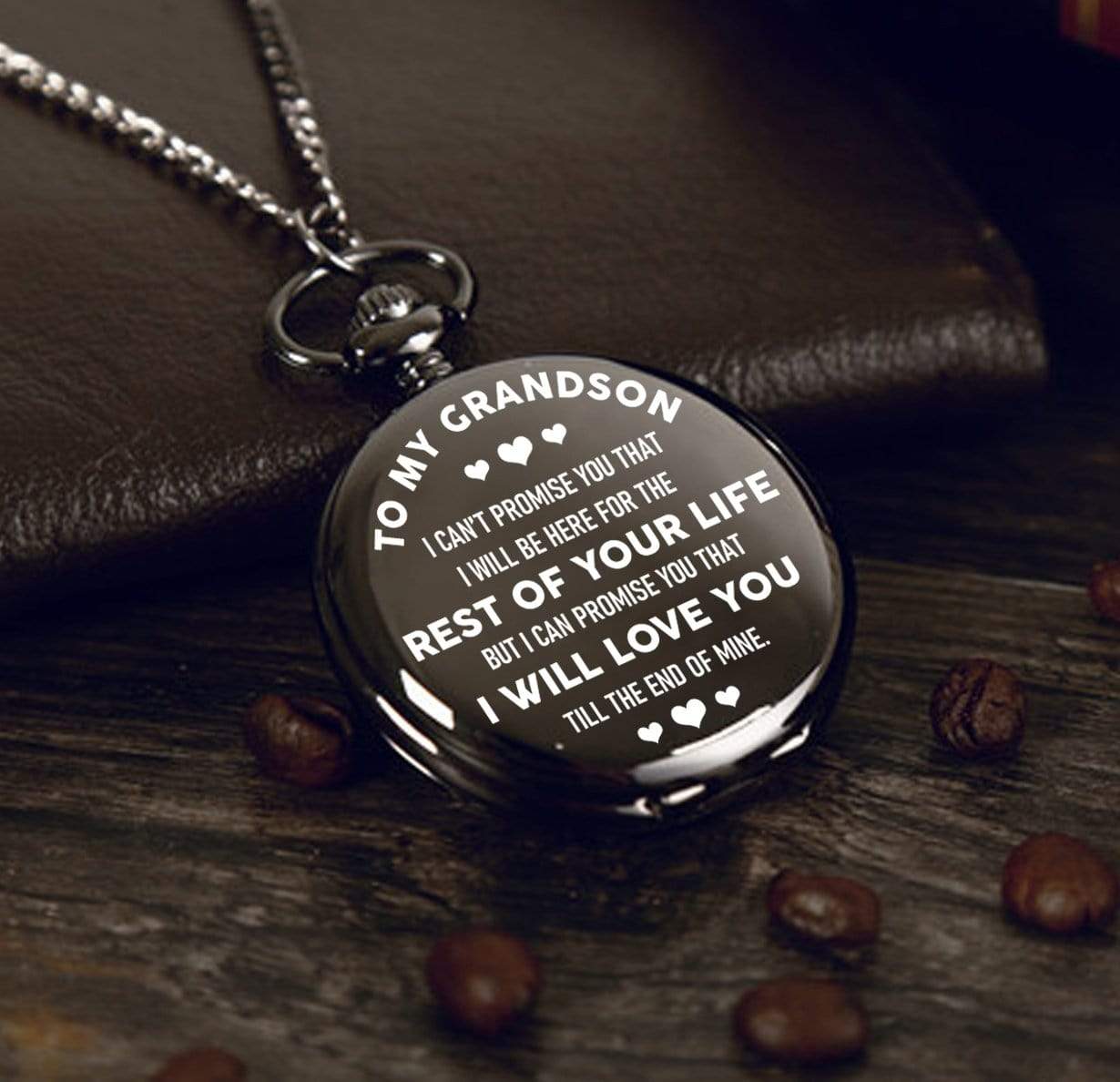 Engraved Pocket Watch - To My Grandson - I Will Love You Till The End Of Mine - Gwa22001