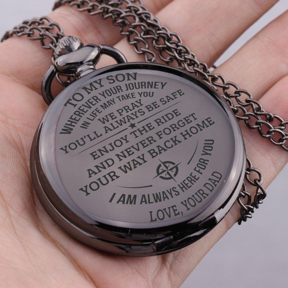 Engraved Pocket Watch - To My Son - Enjoy The Ride - Love Dad - Gwa16006