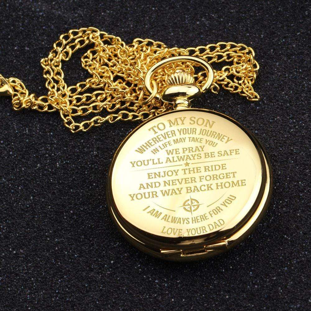 Engraved Pocket Watch - To My Son - Enjoy The Ride - Love Dad - Gwa16006