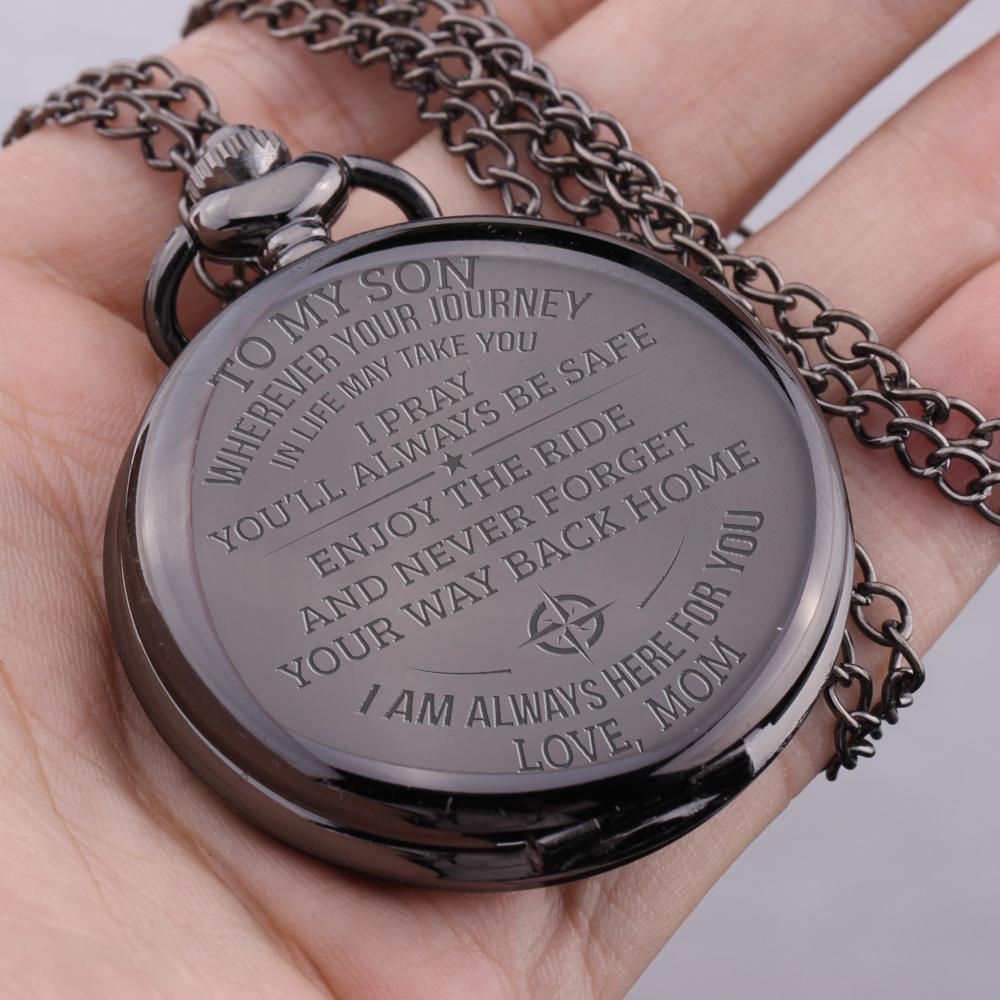Engraved Pocket Watch - To My Son - Enjoy The Ride - Love Mom - Gwa16010