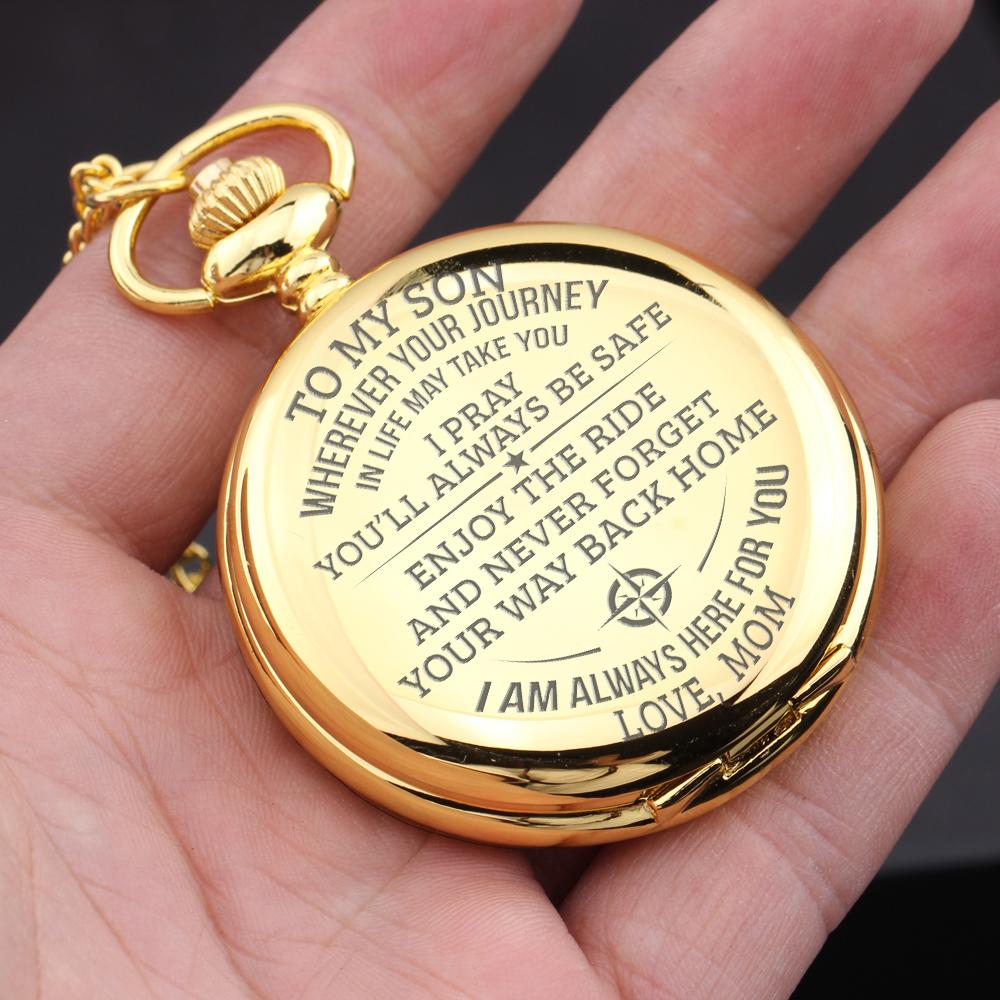 Engraved Pocket Watch To My Son Enjoy The Ride Love Mom