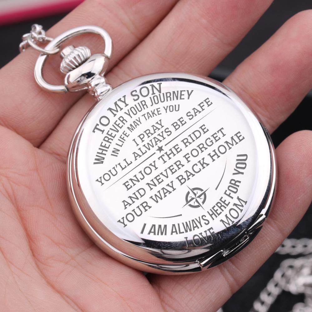 Engraved Pocket Watch - To My Son - Enjoy The Ride - Love Mom - Gwa16010