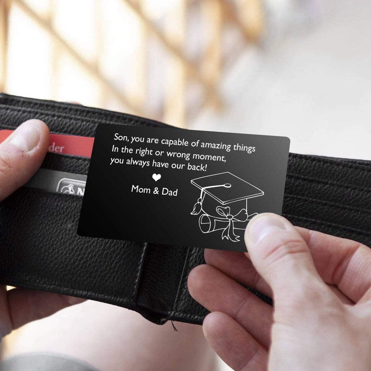 Engraved Wallet Card - Biker - To My Son - In The Right Or Wrong Moment, You Always Have Our Back! - Gca16001