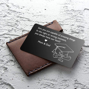 Engraved Wallet Card - Biker - To My Son - In The Right Or Wrong Moment, You Always Have Our Back! - Gca16001