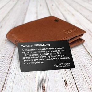 Engraved Wallet Card - To My Husband Hard To Find Words To Tell You - Gca14004