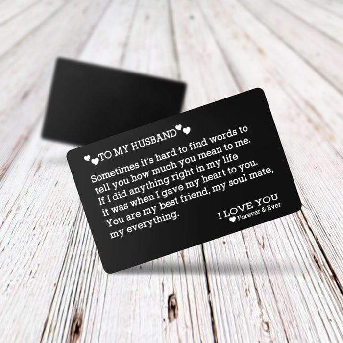 Engraved Wallet Card - To My Husband Hard To Find Words To Tell You - Gca14004