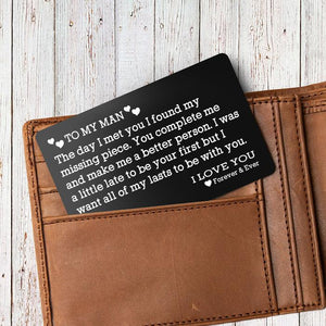 Engraved Wallet Card - To My Man - Missing Piece - Gca26003