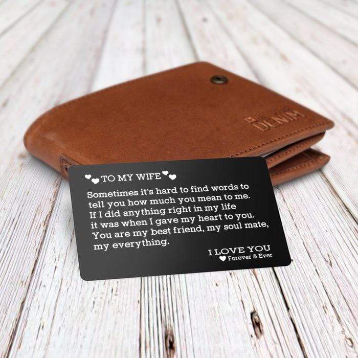 Engraved Wallet Card - To My Wife Hard To Find Words To Tell You - Gca15002