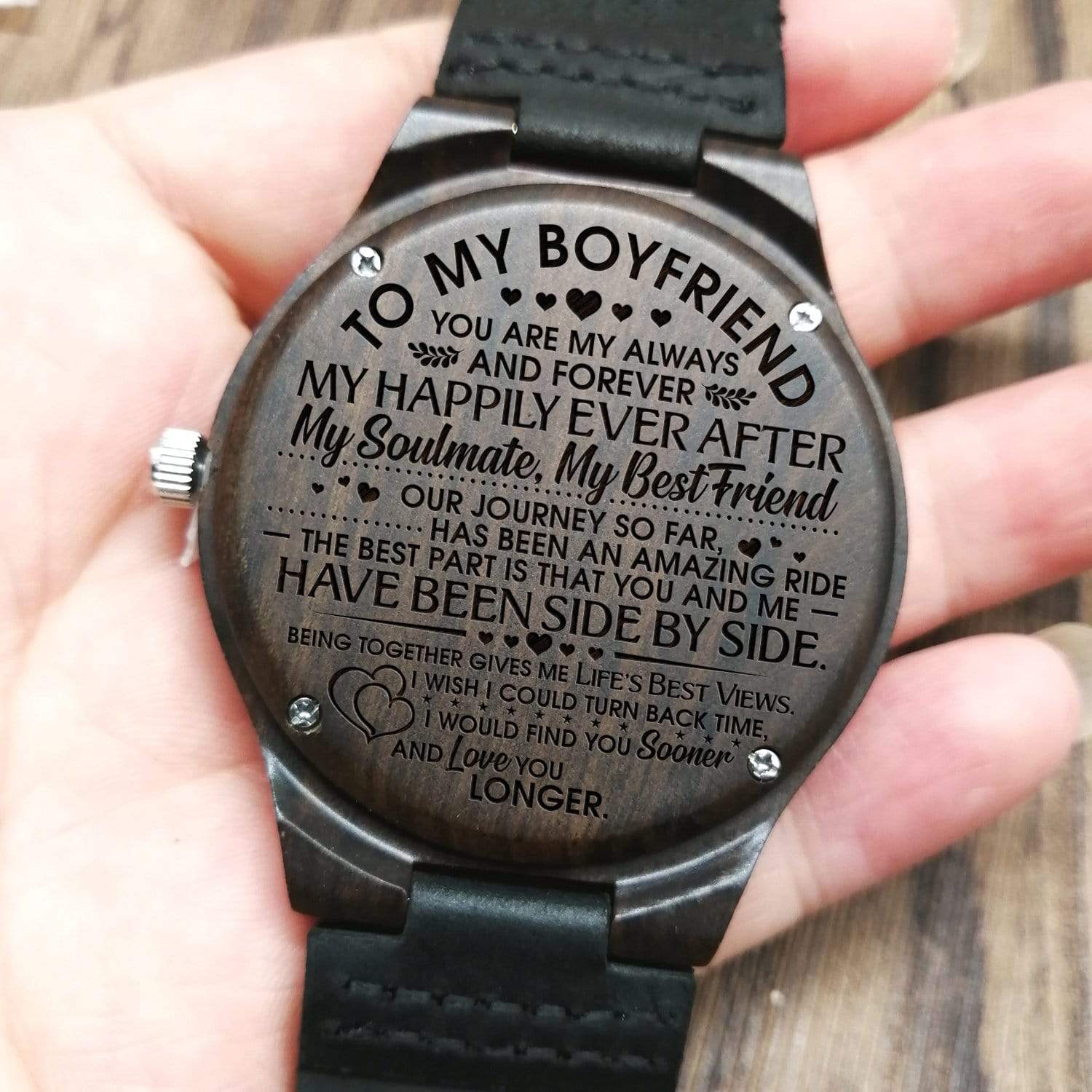 Engraved Wooden Watch - To My Boyfriend - My Happily Ever After - W1204