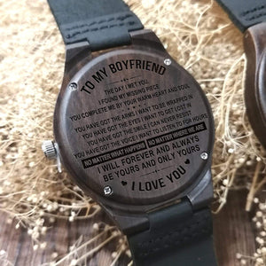 Engraved Wooden Watch - To My Boyfriend - The Day I Met You - W1201