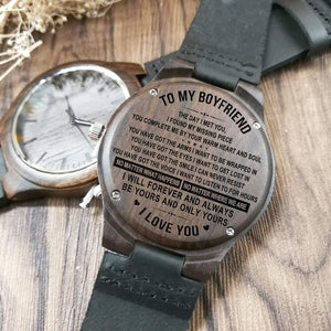 Engraved Wooden Watch - To My Boyfriend - The Day I Met You - W1201