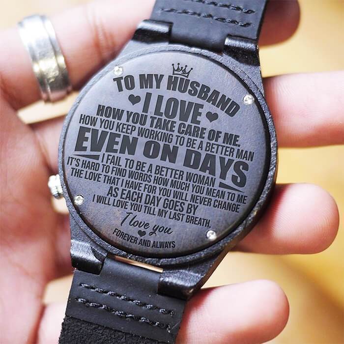 Engraved Wooden Watch - To My Husband - Forever & Always - W1602
