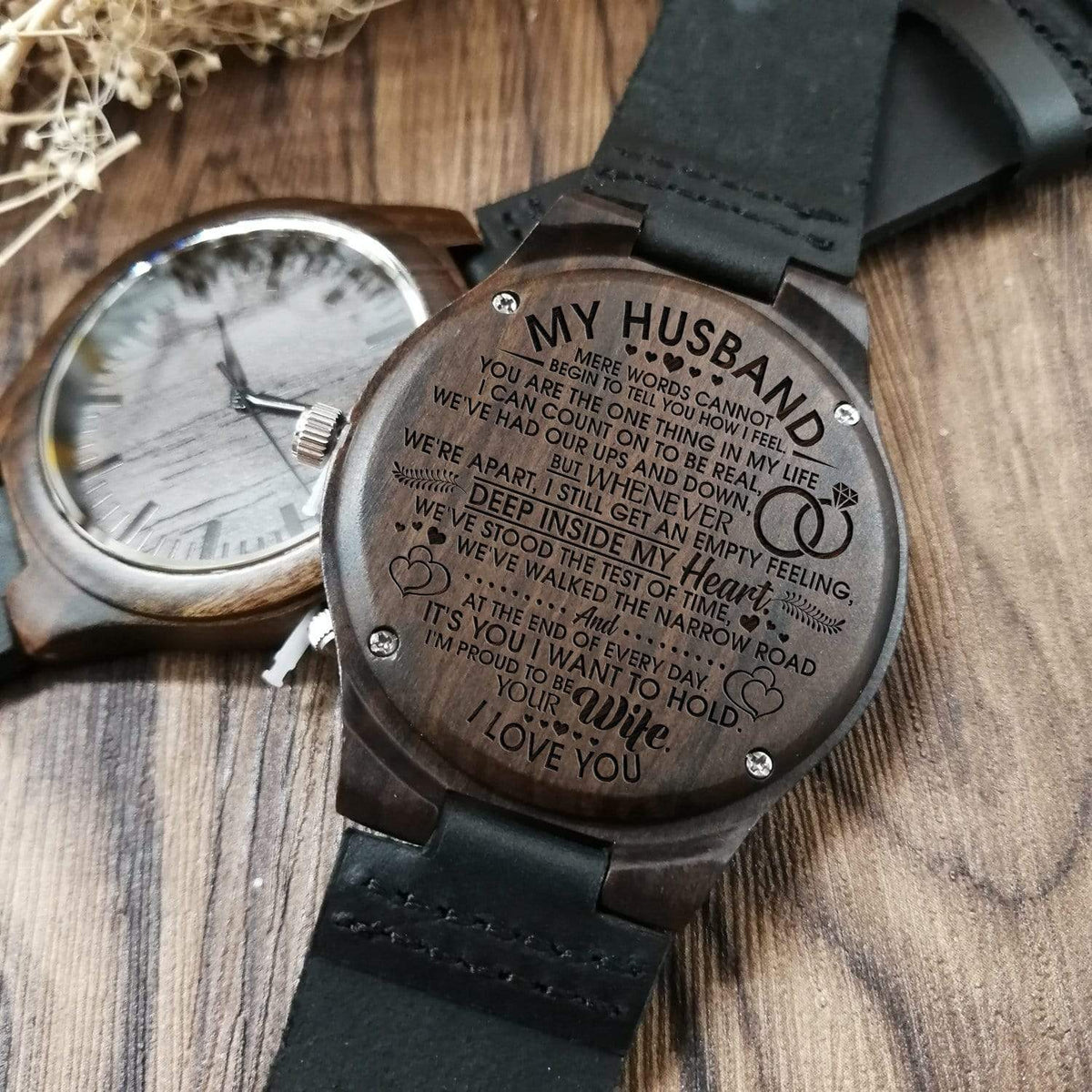 Engraved Wooden Watch - To My Husband - It's You I Want To Hold - W1617