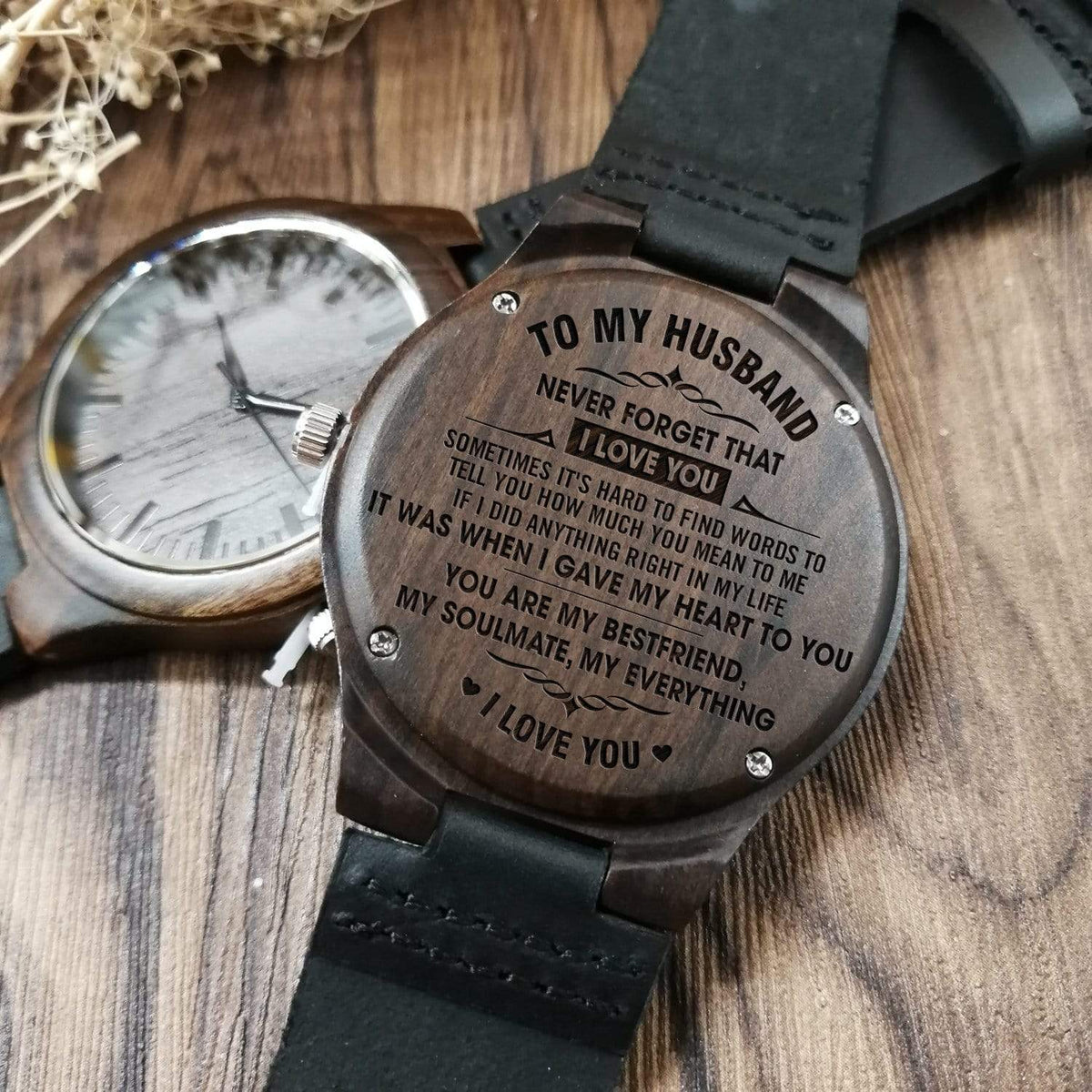 Engraved Wooden Watch - To My Husband - Never Forget That I Love You - W1625