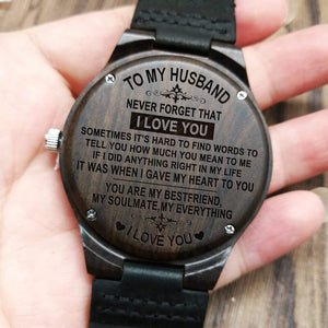 Engraved Wooden Watch - To My Husband - You Are My Soulmate - W1616