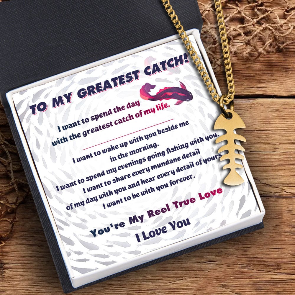 Fish Bone Necklace - Fishing - To My Greatest Catch - I Love You - Gngc13005