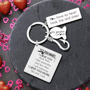Fish Hook Keyring - Fishing - To My Man - I Love You More Than I Did Yesterday - Gkzu26003