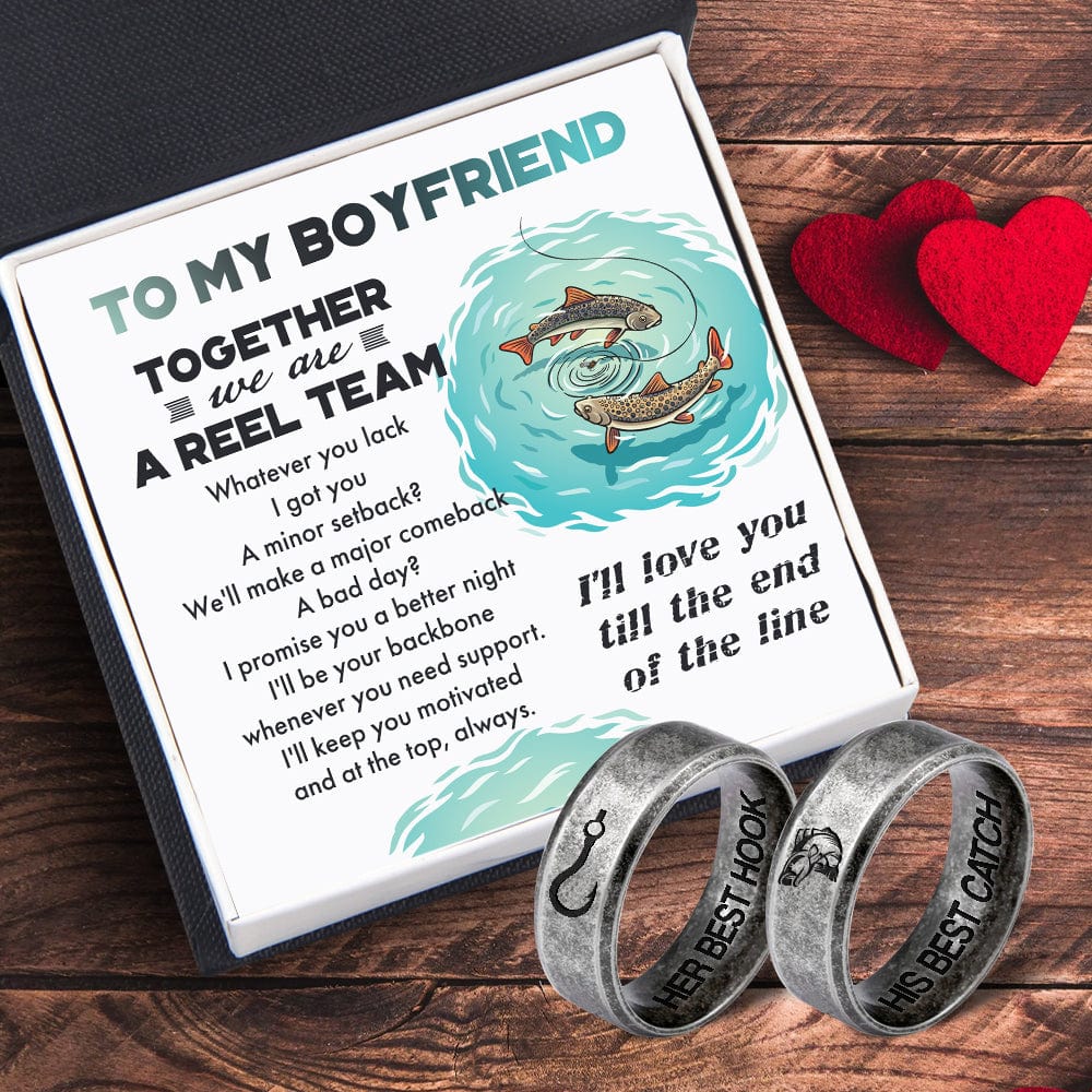 Fishing Couple Ring - Fishing - To My Boyfriend - I'll Love You Till The End Of The Line - Grld12003