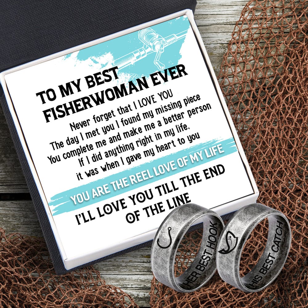 Fishing Couple Ring - Fishing - To My Fisherwoman - I'll Love You Till The End Of The Line - Grld13005