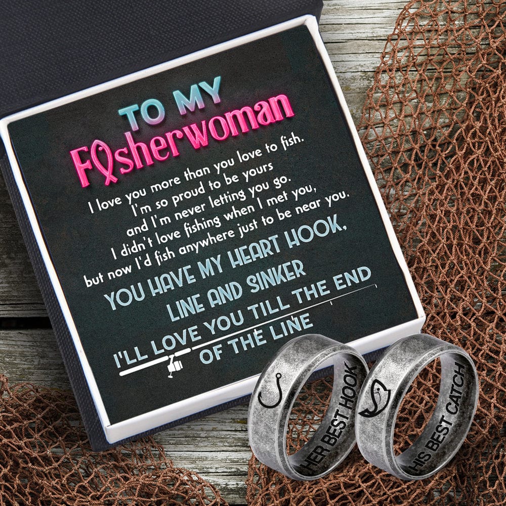 Fishing Couple Ring - Fishing - To My Fisherwoman - I Love You More Than You Love To Fish - Grld13004