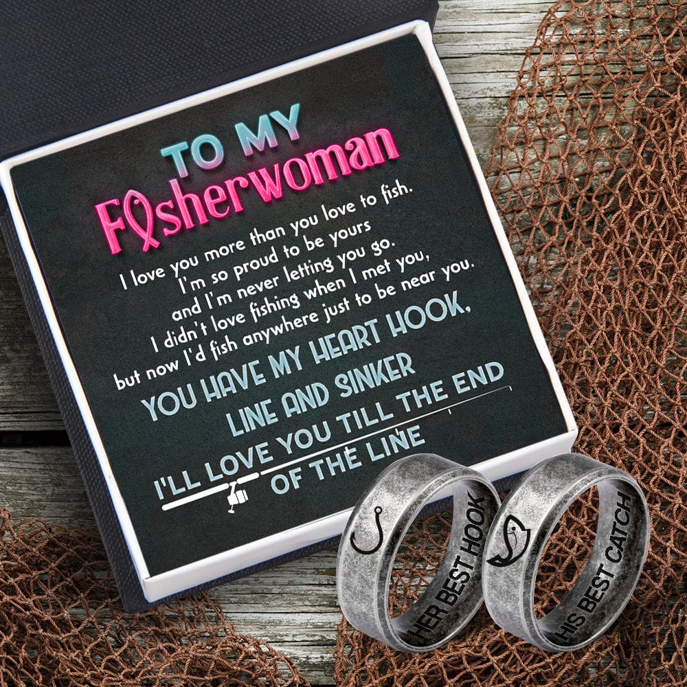 Fishing Couple Ring - Fishing - To My Fisherwoman - I Love You More Than You Love To Fish - Grld13004