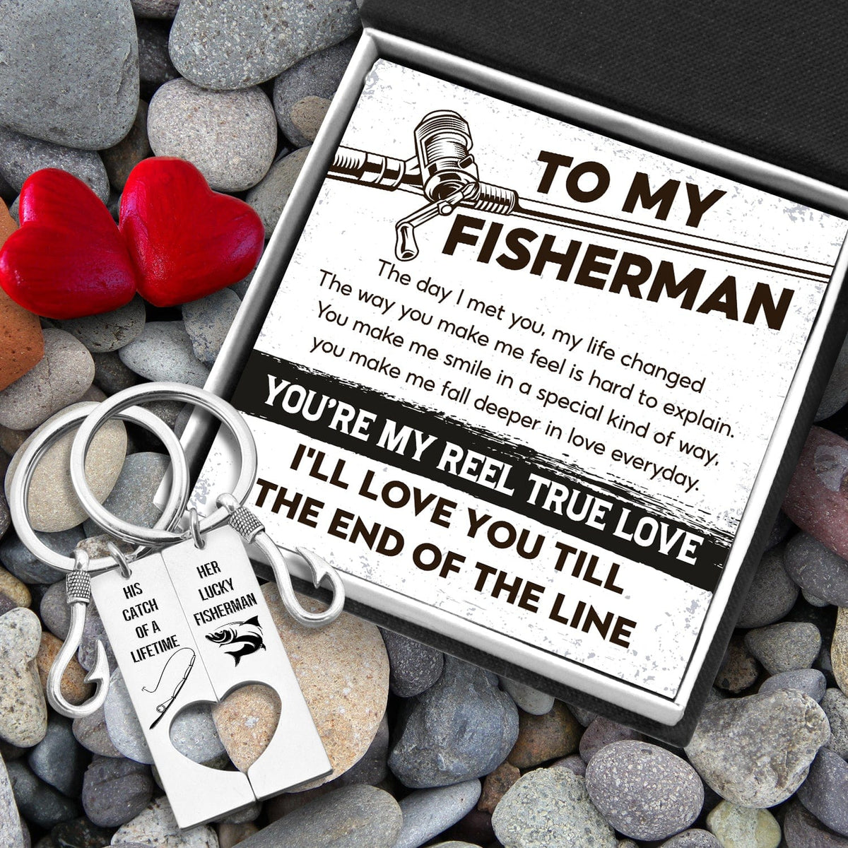 Fishing Heart Couple Keychains - Fishing - To My Fisherman - You're My Reel True Love - Gkcx26005