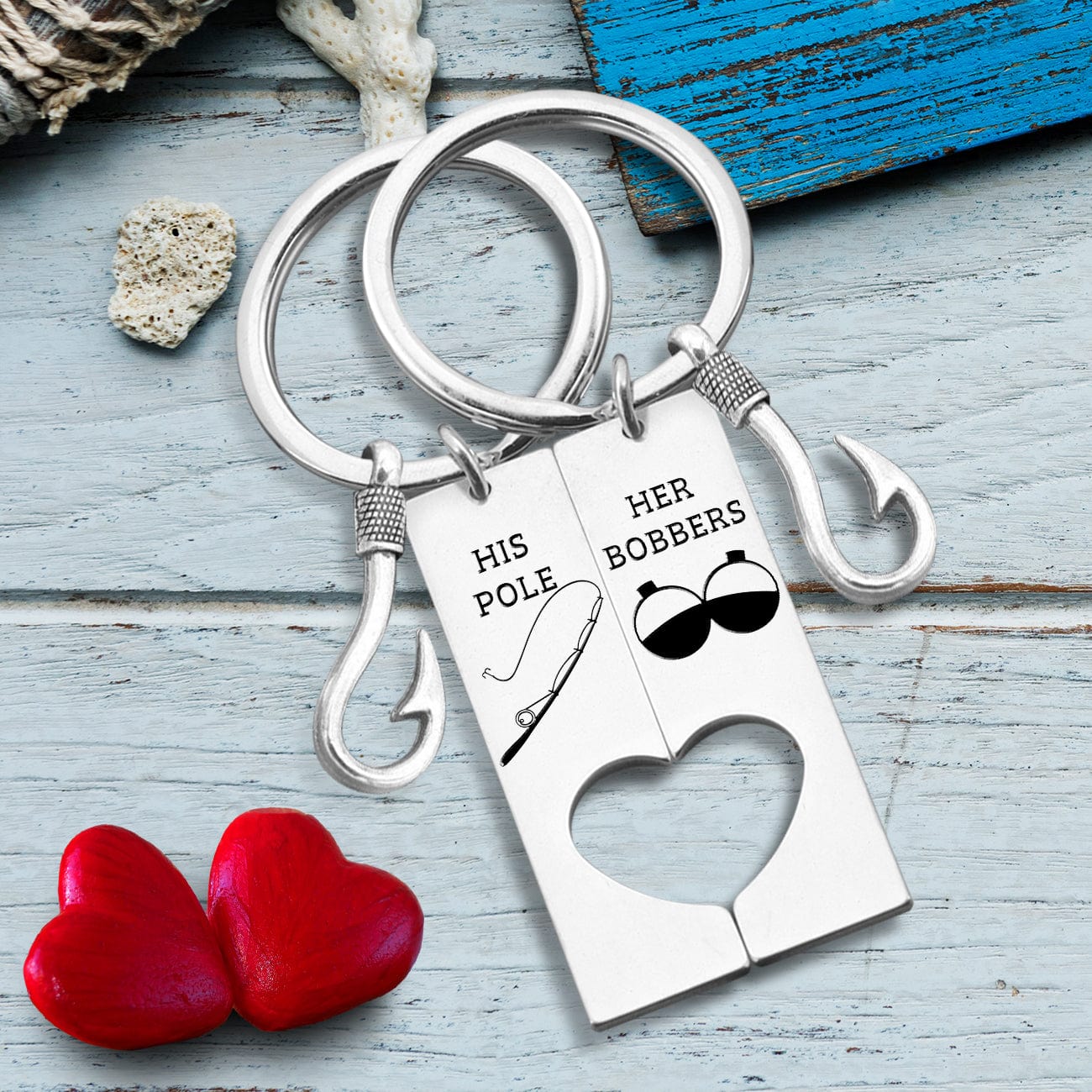 Fishing Heart Couple Keychains - Fishing - To My Fishing Partner For Life - Till The End Of The Line - Gkcx26004