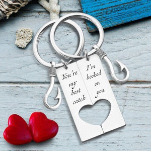 Fishing Heart Couple Keychains - Fishing - To My Man - I'll Love You Till The End Of The Line - Gkcx26003