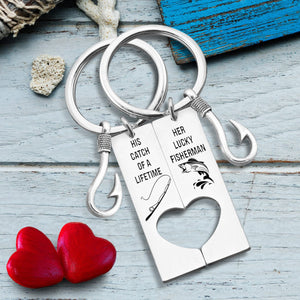 Fishing Heart Couple Keychains - Fishing - To My Master Baiter - Thank You For Bringing Joy To My Heart - Gkcx26006