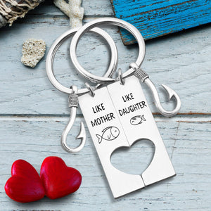 Fishing Heart Couple Keychains - Fishing - To My Mom - A Strong Woman Raised Me - Gkcx19001