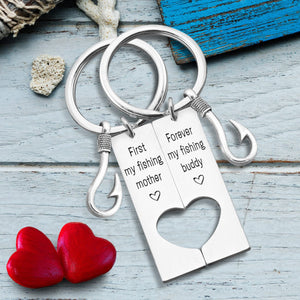 Fishing Heart Couple Keychains - Fishing - To My Mom - I Love You To The Ocean & Back - Gkcx19002