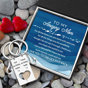 Fishing Heart Couple Keychains - Fishing - To My Mom - I Love You To The Ocean & Back - Gkcx19002