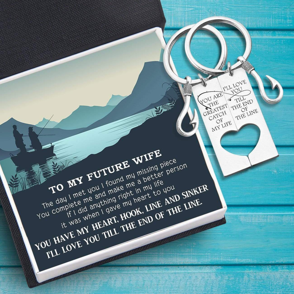 Fishing Heart Couple Keychains - To My Future Wife - You Have My Heart, Hook, Line And Sinker - Gkcx25001