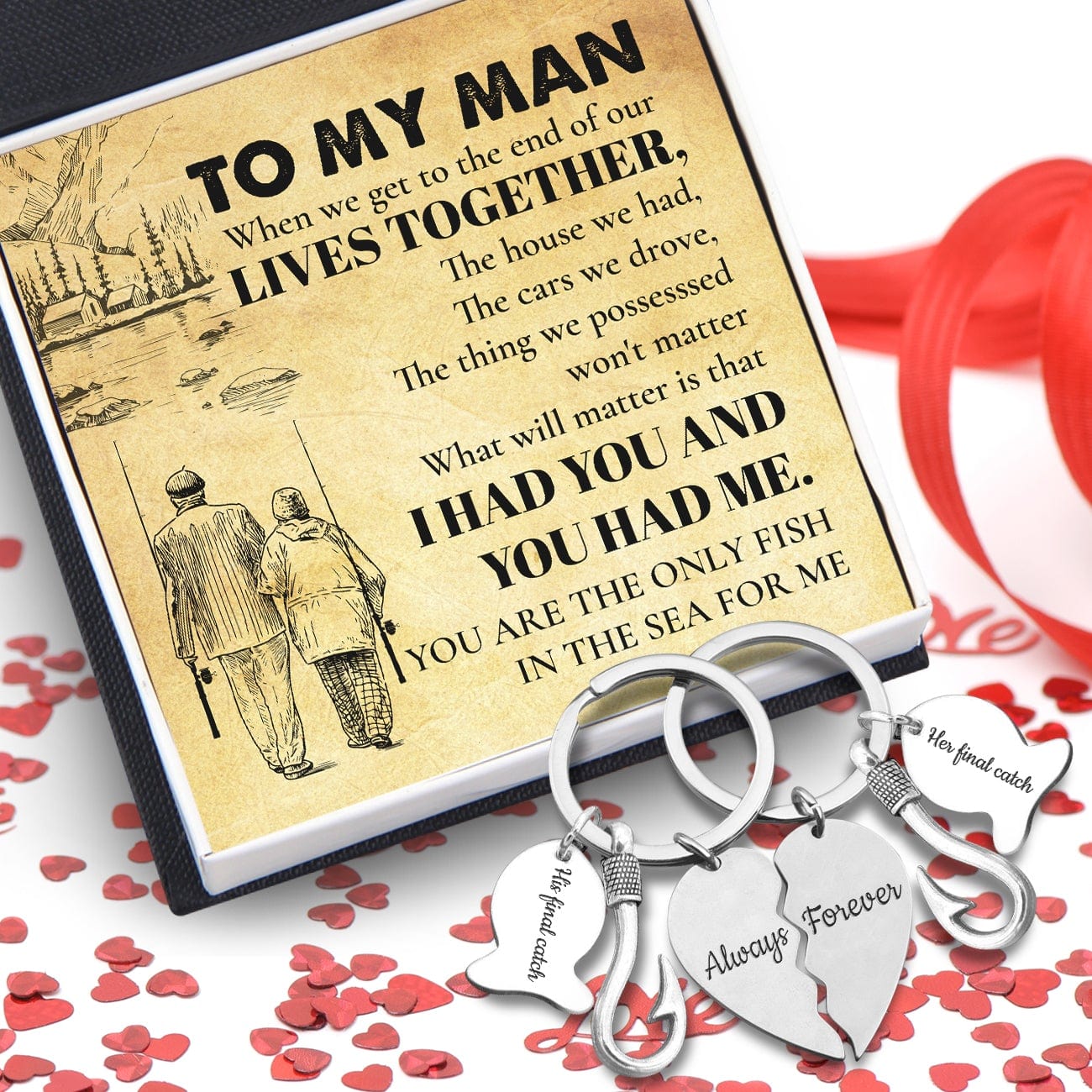Fishing Heart Puzzle Keychains - Fishing - To My Man - I Had You And You Had Me - Gkbn26006