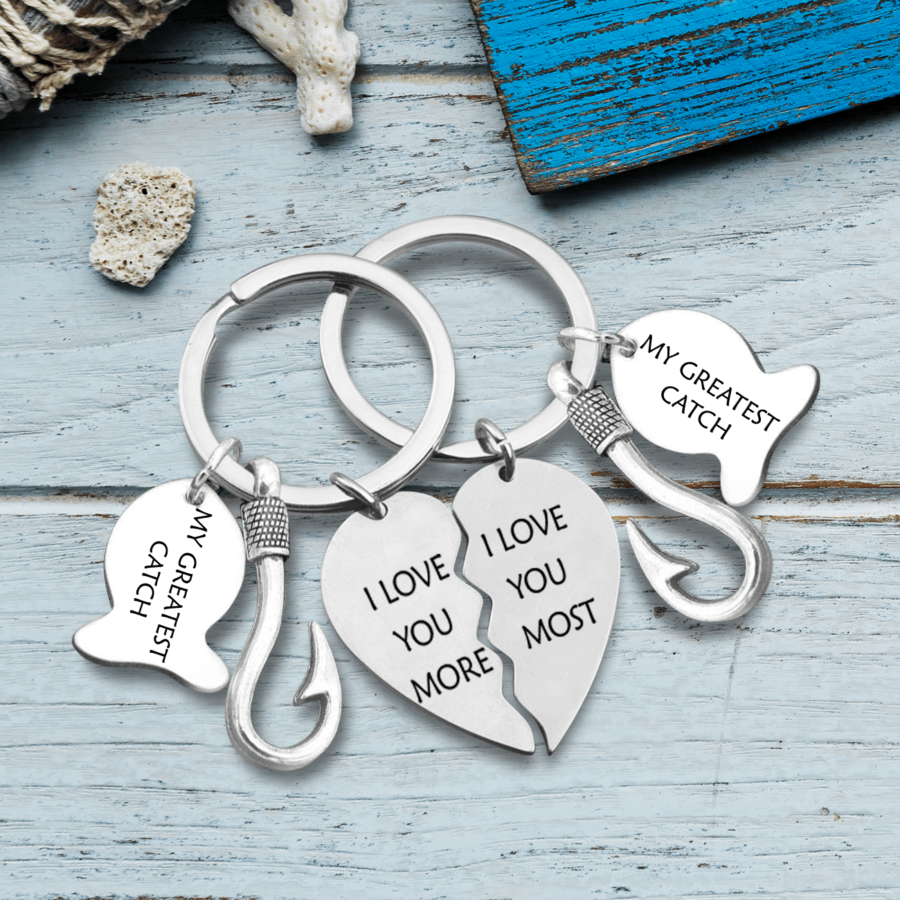 Fishing Keychain Gift For Men - "I Love You More Than You Love Fishing" Stainless Steel Keychain