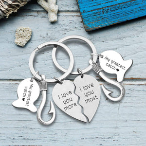 Fishing Heart Puzzle Keychains - To My Future Wife - Sometimes It's Hard To Find Words To Tell You - Gkbn25002