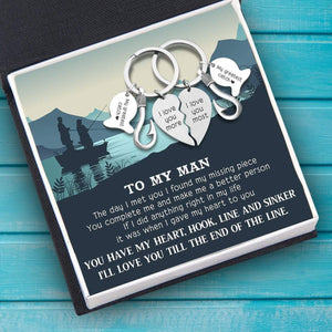 Fishing Heart Puzzle Keychains - To My Man - The Day I Met You I Found My Missing Piece - Gkbn26001
