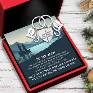 Fishing Heart Puzzle Keychains - To My Man - The Day I Met You I Found My Missing Piece - Gkbn26001