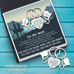 Fishing Heart Puzzle Keychains - To My Man - The Day I Met You I Found My Missing Piece - Gkbn26001